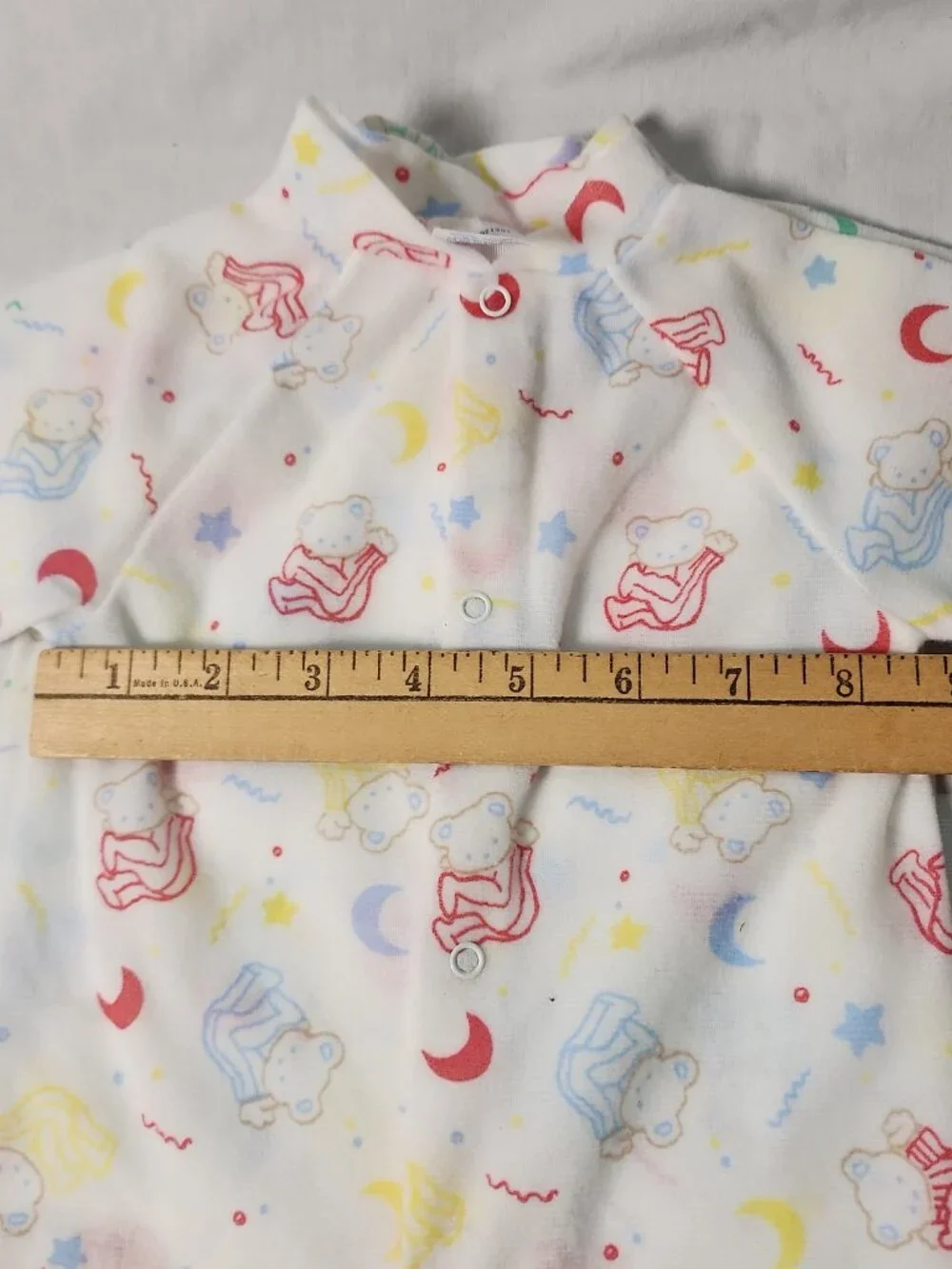 80s 90s Carter's Baby Interlock Knit Footed Sleeper Lot Pastel Teddy Bear M VTG